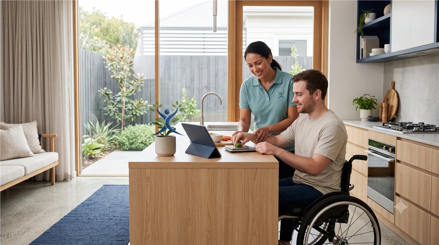 Bright Vision support worker helping a participant at home